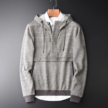 

New Yarn Dyed Men Hoodies Spring New Luxury Hooded Sweatshirts Men Plus Size 4xl Fashion Slim Placket Front Sweatshirt Male