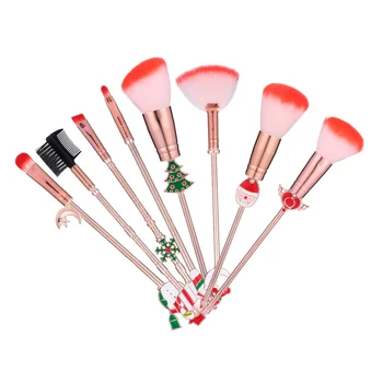 

8pcs Makeup Brushes Kit Christmas Foundation Brush Powder Brush Set Eye Makeup Brushes Blush Brush for Eye Face