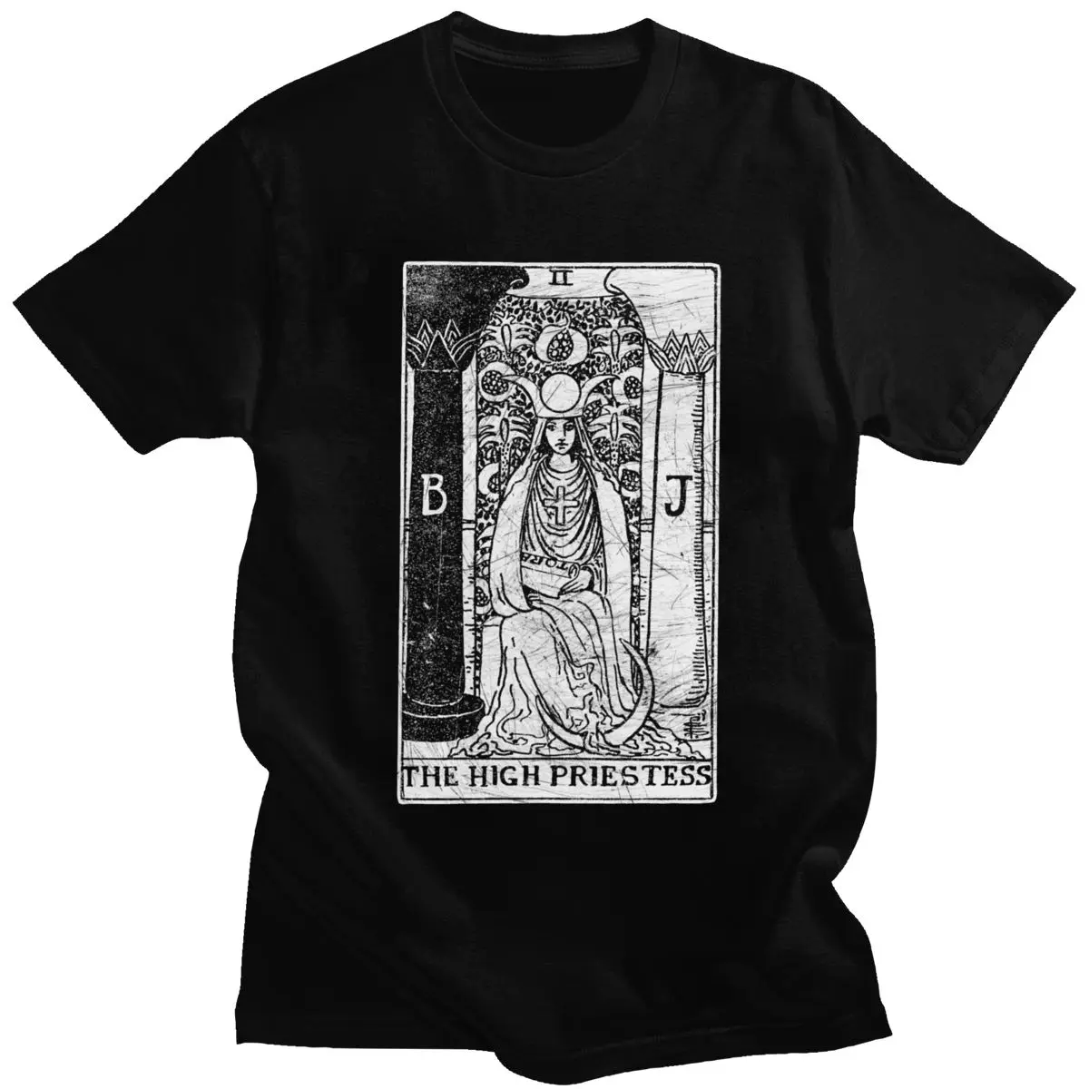 Футболка мужская из чистого хлопка с коротким рукавом и надписью The High Priestess Tarot Card