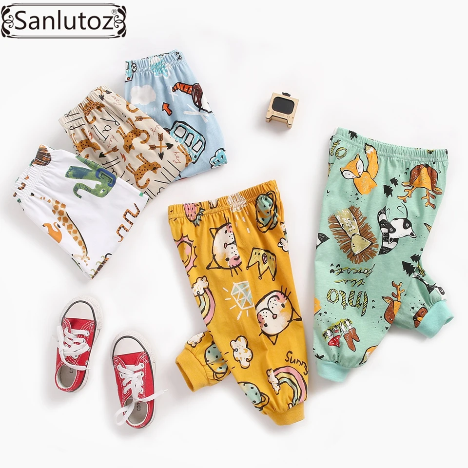 Sanlutoz/зимние детские леггинсы, с героями мультфильмов, костюм для малышей, длинные штаны с принтом Одежда для новорожденных хлопковая модная одежда