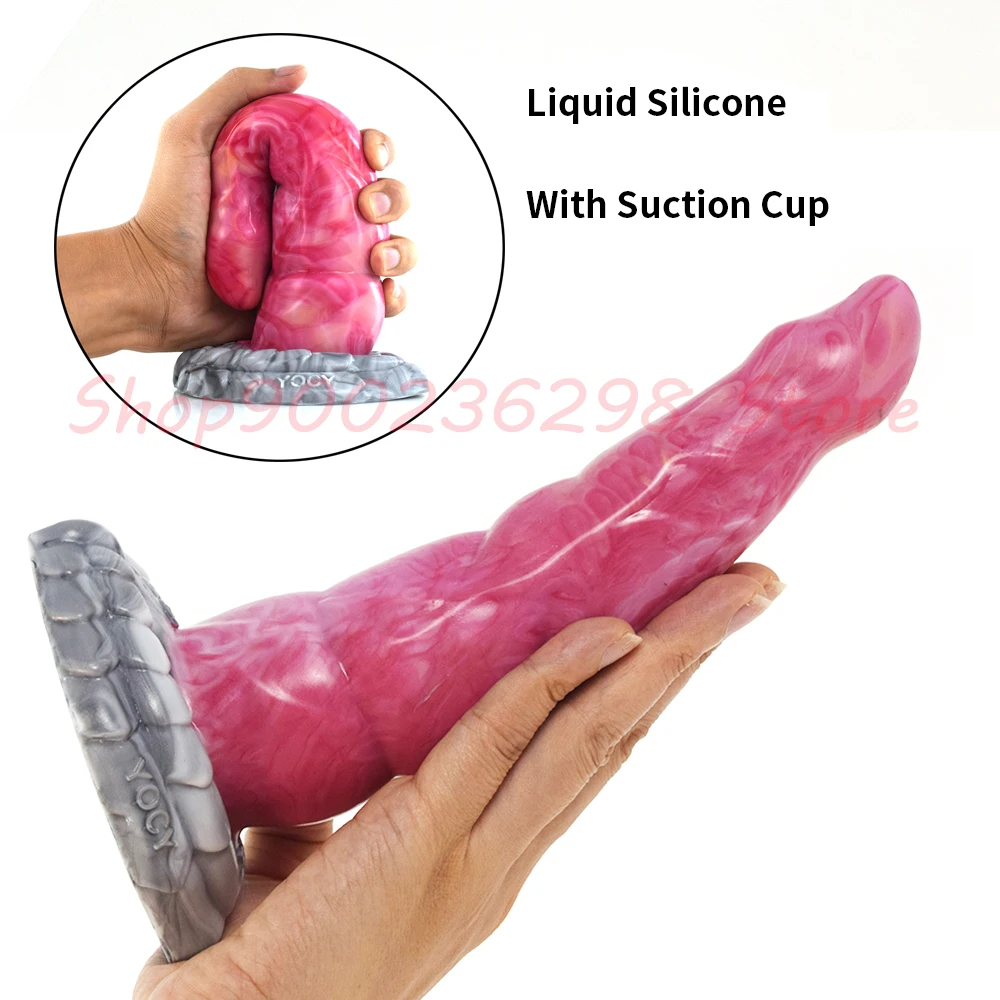 

Liquid Silicone Anal Dildo Plug Suction Cup Gory Raw Meat Color Animal Penis G-spot Stimulation Sex Toys For Couple Anus SM Game