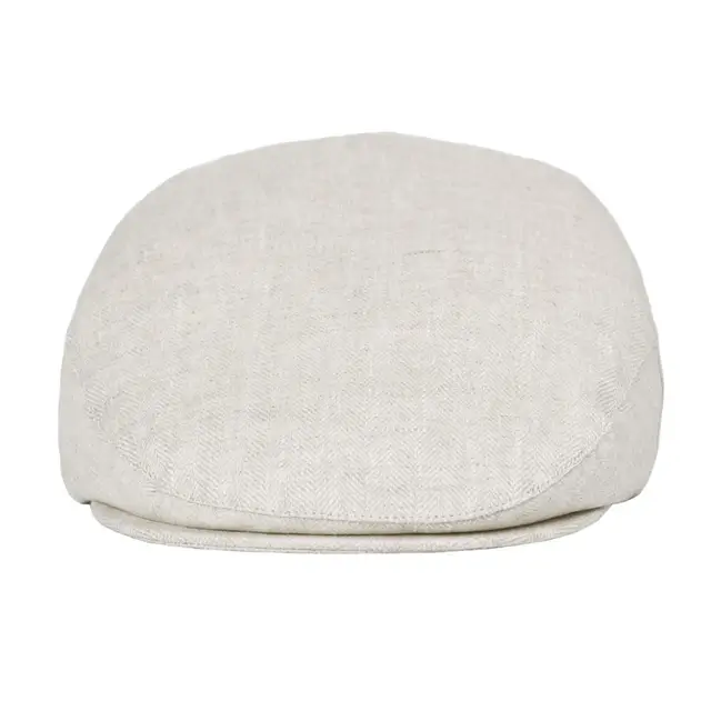 BOTVELA Linen Flat Cap for Men Women Herringbone Linen Newsboy Cap Lightweight Driver Ivy Hat Bakerboy Hat Summer Boina for Male 2