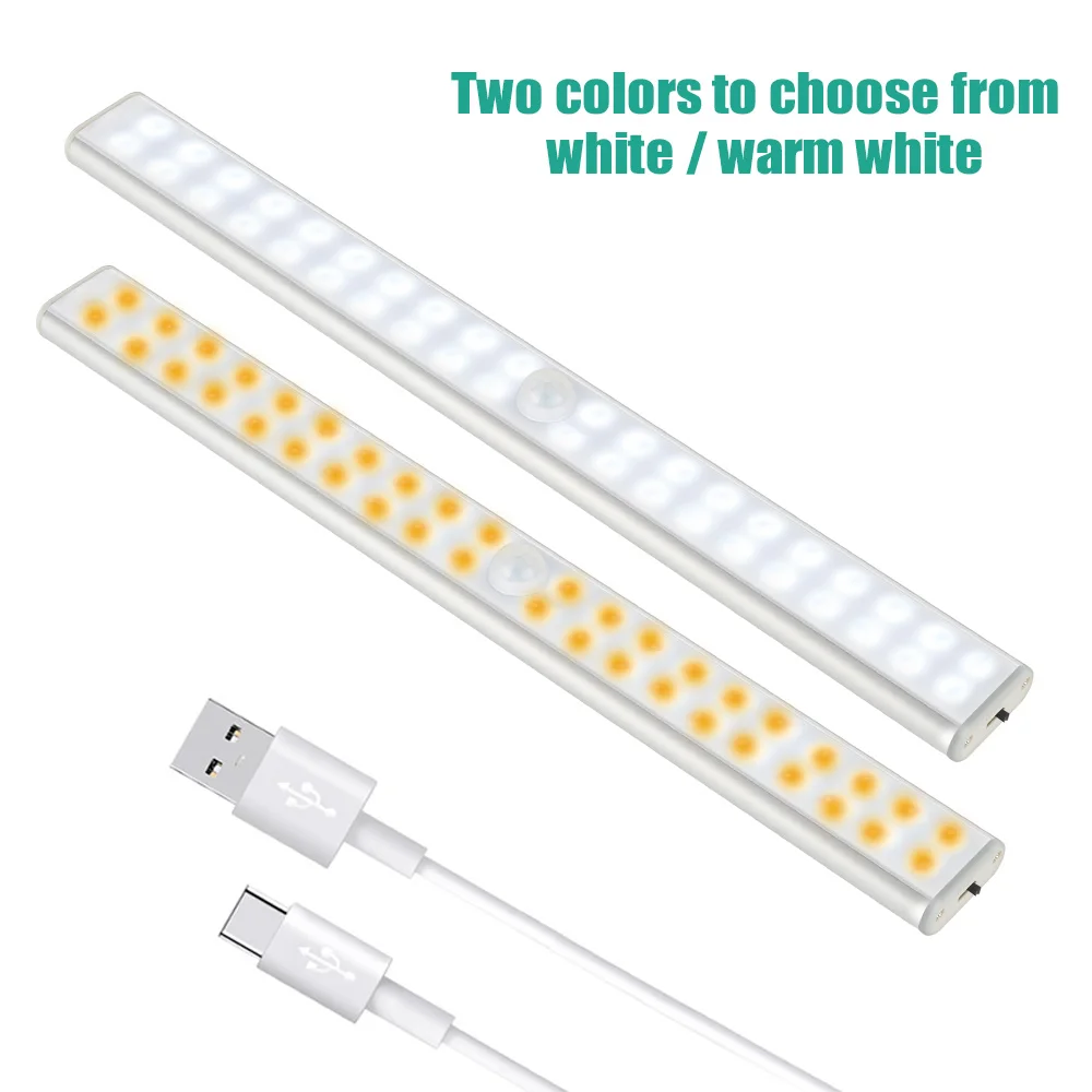  LED Under Cabinet Light Closets PIR Motion Sensor Lamp 24 40 60 LED Wireless USB Rechargeable Kitch - 4000413667852