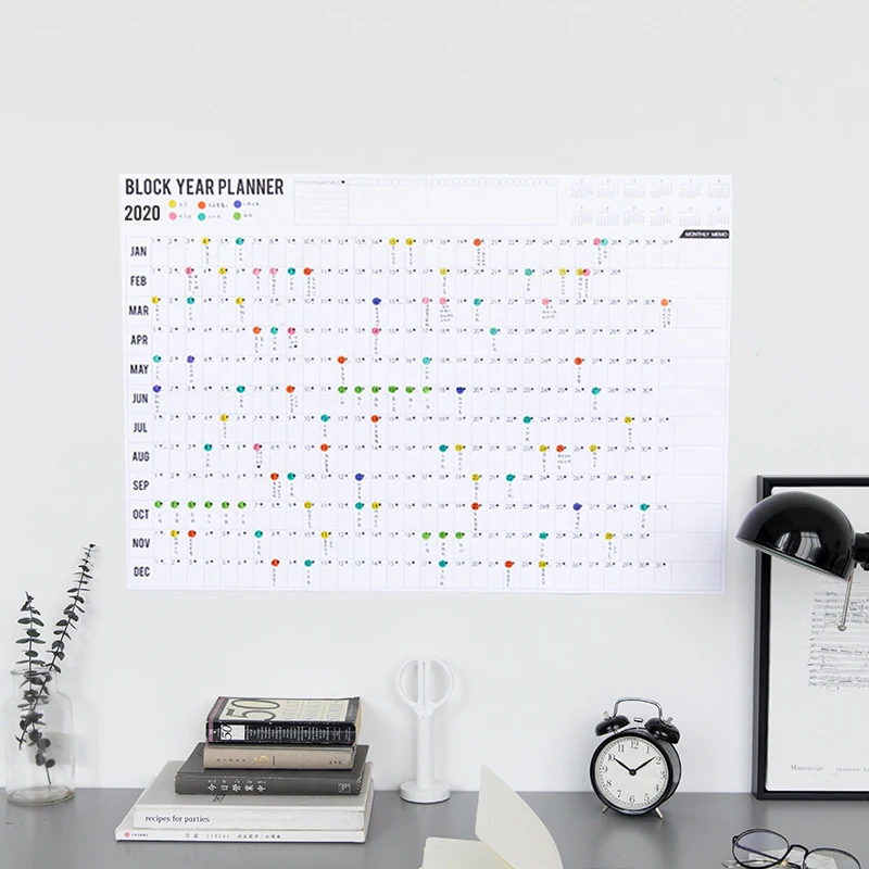 Большой креативный, 365 дней, настенный бумажный календарь, офисный, школьный, ежедневный планировщик, заметки, планировщик года, для учебы, год, план, расписание