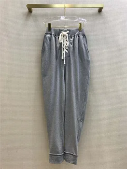 

Sport Long Pants Women 2020 Autumn Casual All-match Thinner Woven Wide Loose Elastic Lace-up High Waisted Casual Carrot Trousers