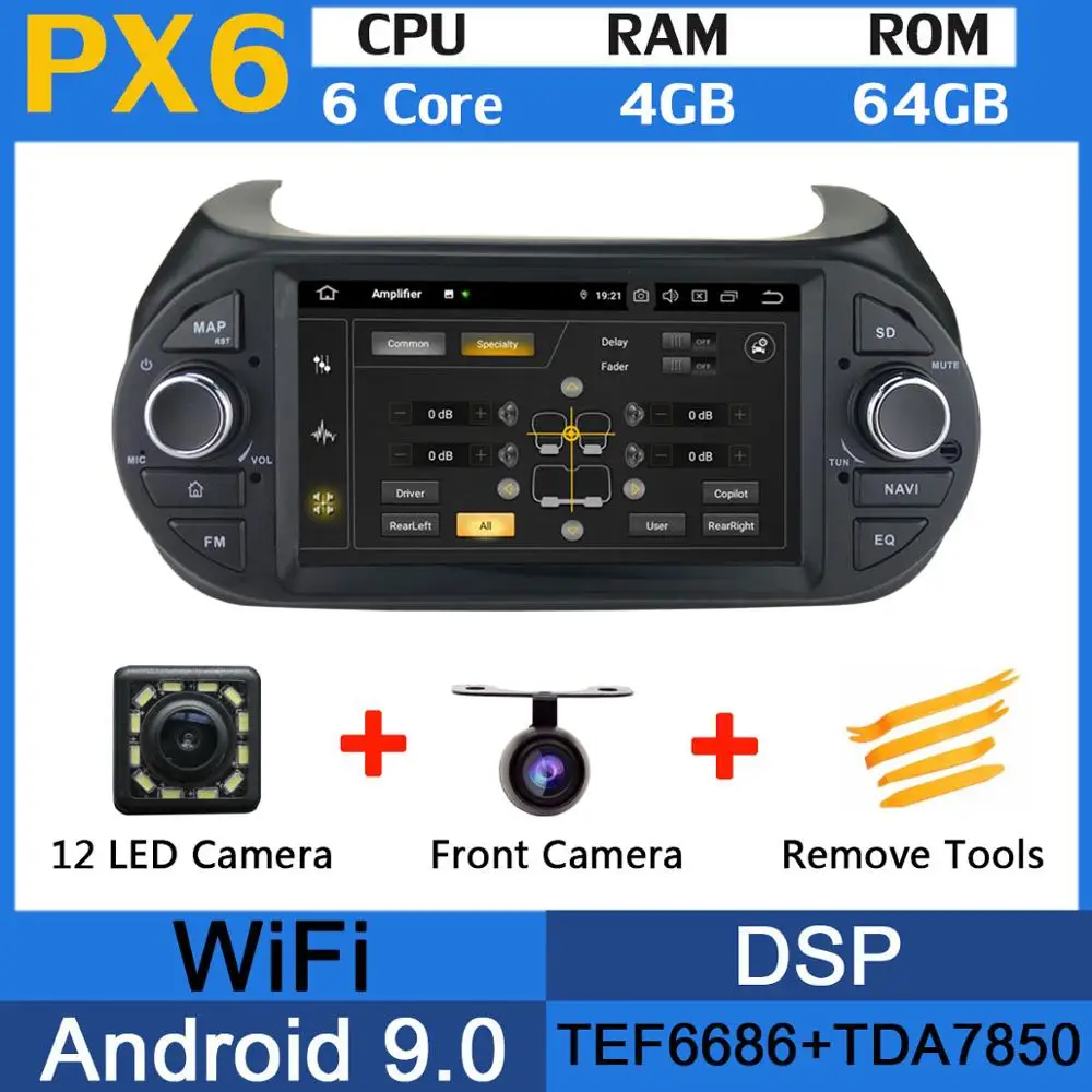 PX6 5 USB Port PX6/Octa Core Android 9.0 Car DVD Player For FIAT Fiorino/Qubo Citroen Nemo/Peugeot Bipper Car Radio GPS DSP - Цвет: PX6