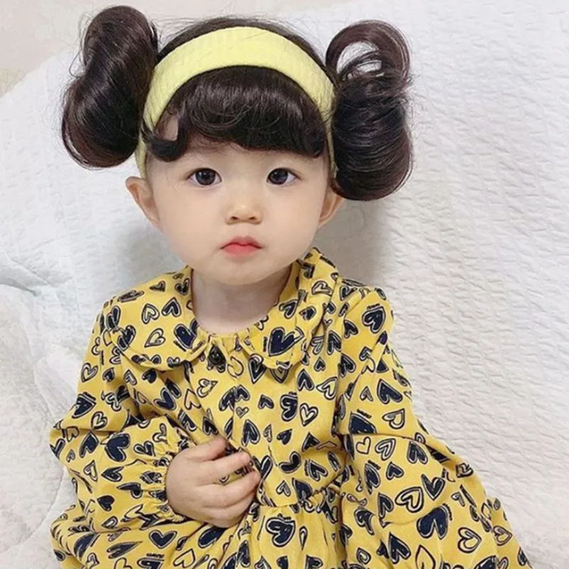 Children Hair accessories Fashion Cute Buns Baby Girl Wig Hat Cap