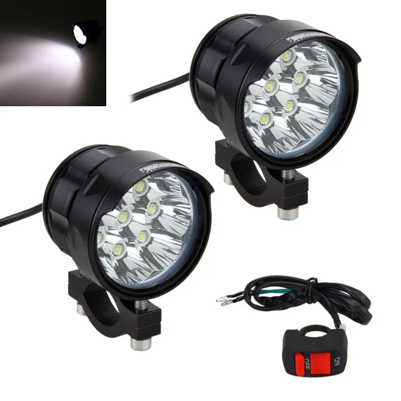  2PCS 5 Modes 80W 6000LM 6500K 8x XM-L T6 LED Motorcycle Spot Light Motorcycle Driving Light Lamp le - 32919093835
