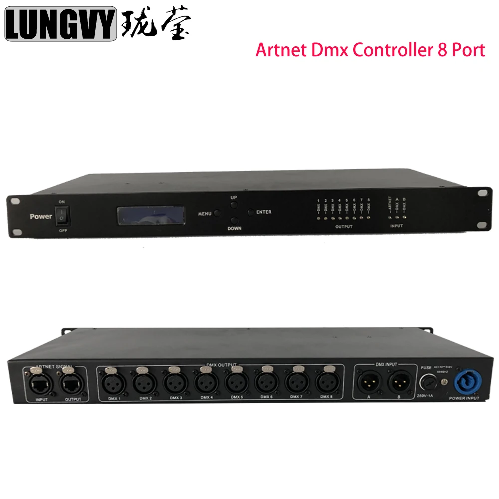 Artnet Dmx управление Лер 8 портов Конвертер выход 8x512 4096 каналов для сцены Dj светильник управления