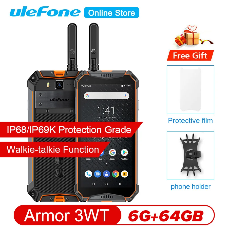 

Ulefone Armor 3WT 5.7" FHD+ Android 9.0 Helio P70 Octa Core 6GB 64GB Smartphone Walkie-talkie 10300mAh 4G OTG NFC Mobile Phone