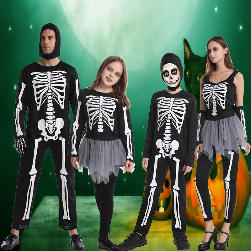 ハロウィーンの骨格の衣装家族の怖い頭蓋骨の骨の服コスプレスパームパーティーのファンシードレス クリスマスコスチューム Aliexpress ハロウィーンの骨格の衣装家族の怖い頭蓋骨の骨の服コスプレスパームパーティーのファンシードレス クリスマスコスチューム Aliexpress