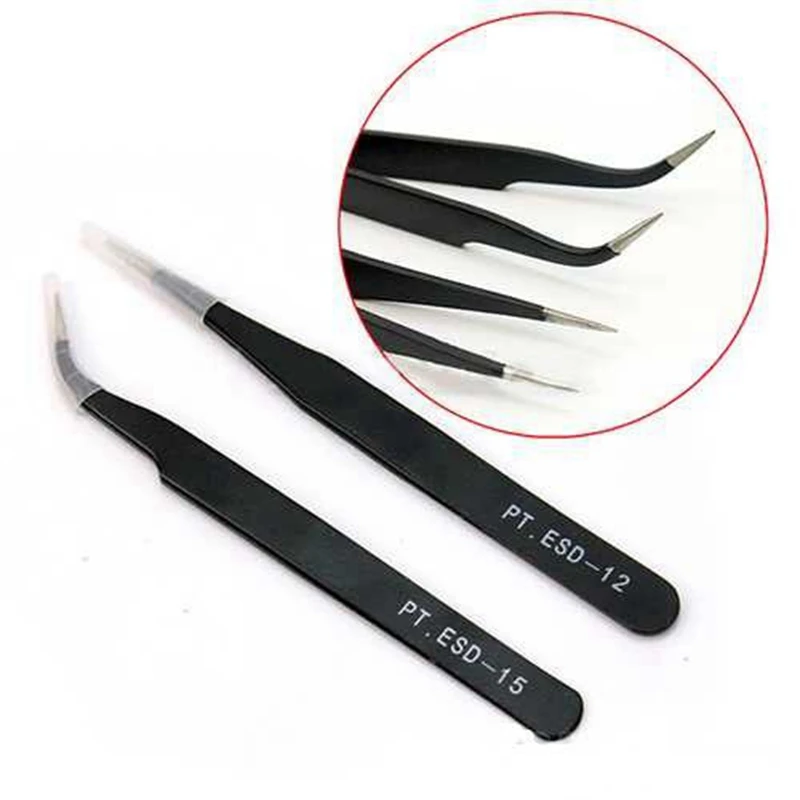 

1/2pcs Straight Curved Precision Tweezer Anti-static Diy Hand Clip Nail Sticker Rhinestone Picker Eye Makeup Nail Art Tool