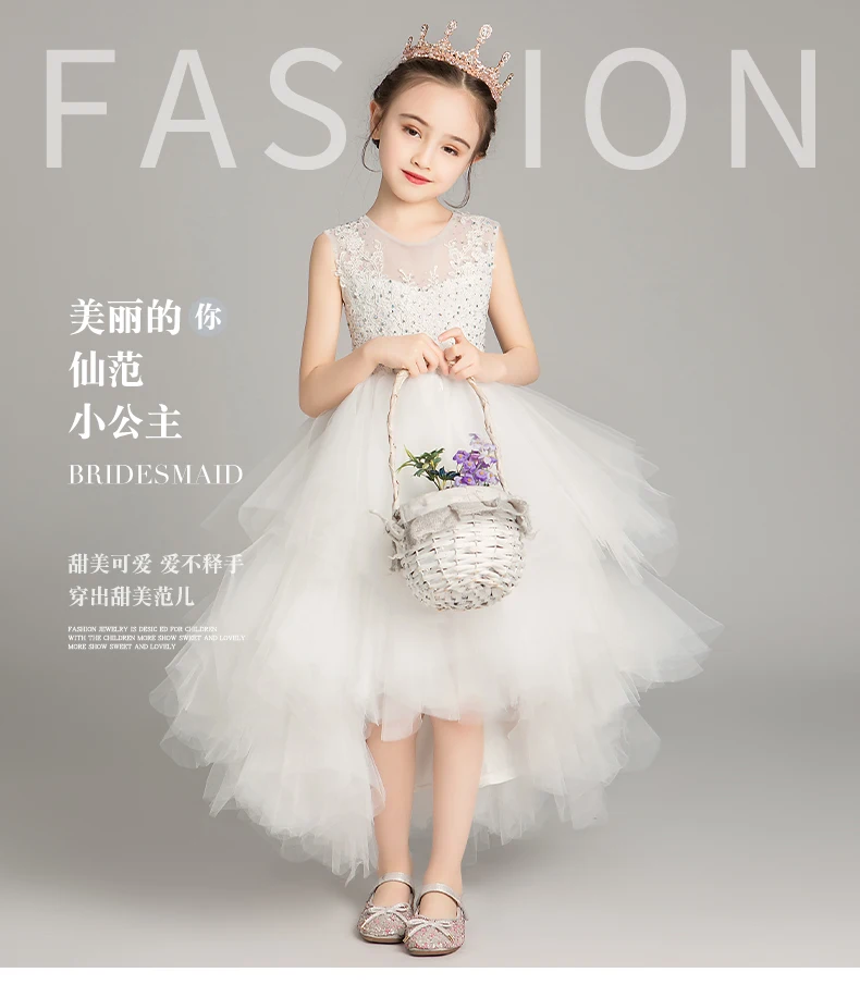 Princess Dress Girls Puffy Yarn Little Girl Western Style CHILDREN'S Dress Host Piano Costume Flower Boys/Flower Girls Wedding D