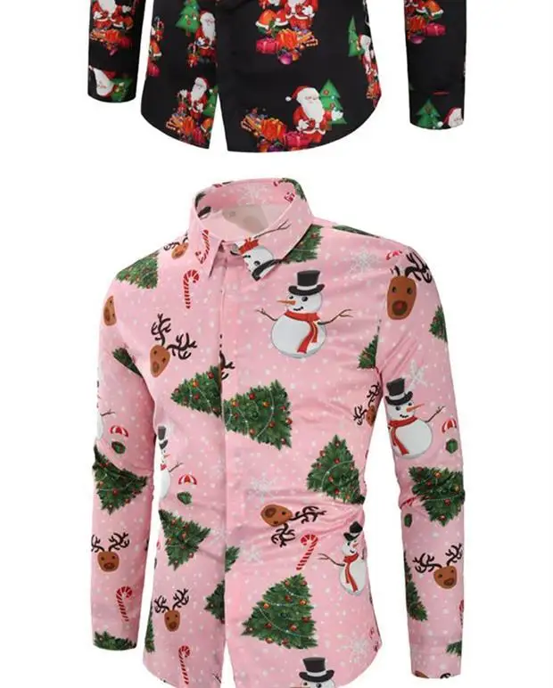 Новинка, S-XL, Мужская Рождественская блуза с длинным рукавом, Рождественская тема, рубашка на пуговицах, топ, блузка, Прямая поставка