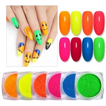 BORN PRETTY неоновый лак для ногтей флуоресцентная пудра Пыль лак для ногтей градиент блеск переливающийся акриловый порошок украшение для ногтей