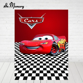 

InMemory Photography Backdrop Red Cartoon Movie Characters Cars Boys Happy Birthday Party Backgrounds For Photos Studio Custom