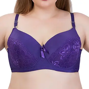 

YBCG Women Bra Plus Size Thin Cup Bow Unlined Lace Bra For Women Embroidery Floral Large Cup Underwear 42-48 DDD Cups