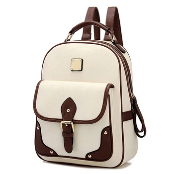 

2019 Fashion High Quality Designer Patchwork Women Travel Bag Women's PU Leather Backpack girls School Backpack bucket bag