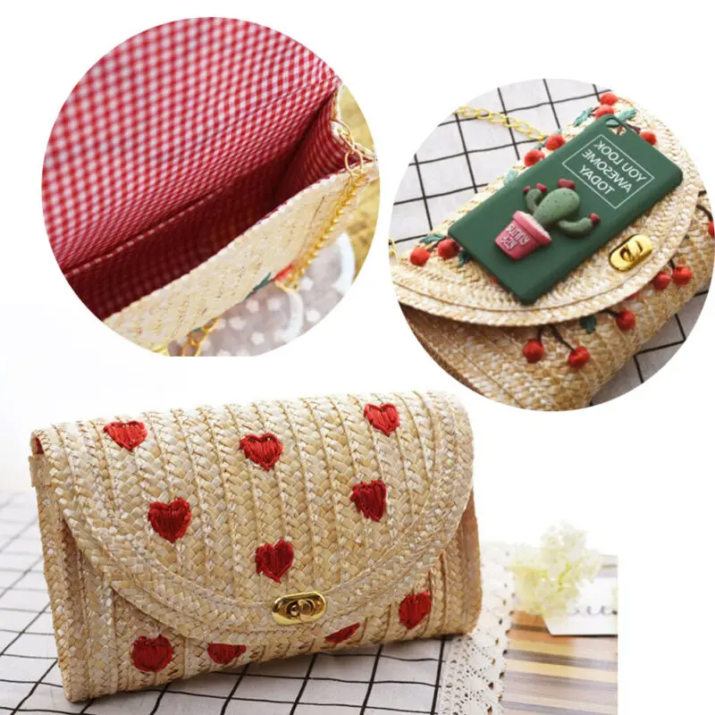 Новинка 2020 модная соломенная сумка с фруктами вишнями летняя пляжная женская
