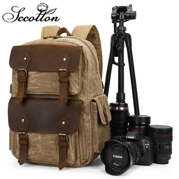 

Qisemian DSLR Camera Bag 2020 New Style Cross Border Outdoor Waterproof Camera Backpack Inner Wearing Genuine Leather Camera Bag