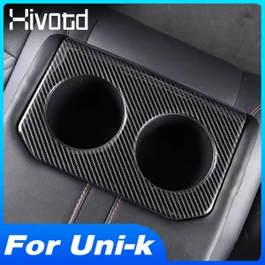 Carbon Fiber Rear Water Cup Holder Panel Cover Garnish Trim Car Accessories Interior Decoration For Changan Uni-k Unik 2024