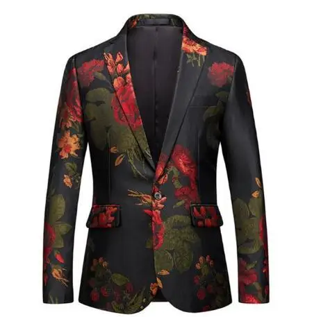 Men's Fashion Boutique High-end Brand Party Casual Blazer Coat / Mens Floral Slim Business Suit Jacket Big Size M-5XL EM203