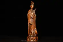 

8" China Lucky Seikos Boxwood Pipa Beauty Buddha Statue Wood carving of classical beauty images in Jiangnan, China