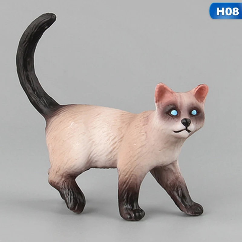 Simulation Mini Cat Animal Model Toys Small Plastic Figures Home Decor Figurine Decoration Accessories For Kids Toys - Color: H08