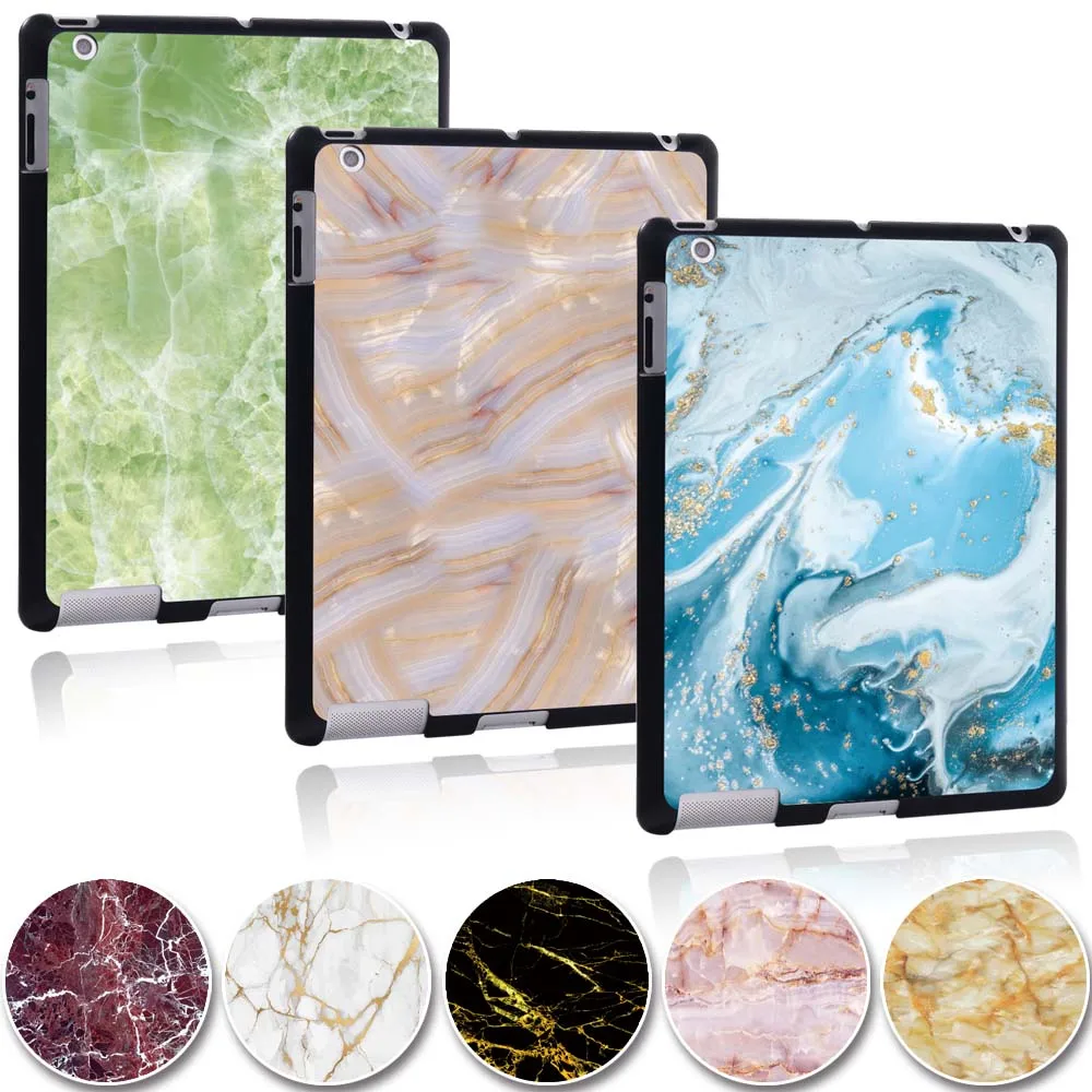 KK&LL For iPad 2 3 4 A1460 A1459 A1458 1416 A1430 A1403 A1395 A1396 A1397 tablet PC Plastic marble pattern Slim Stand Case Cover