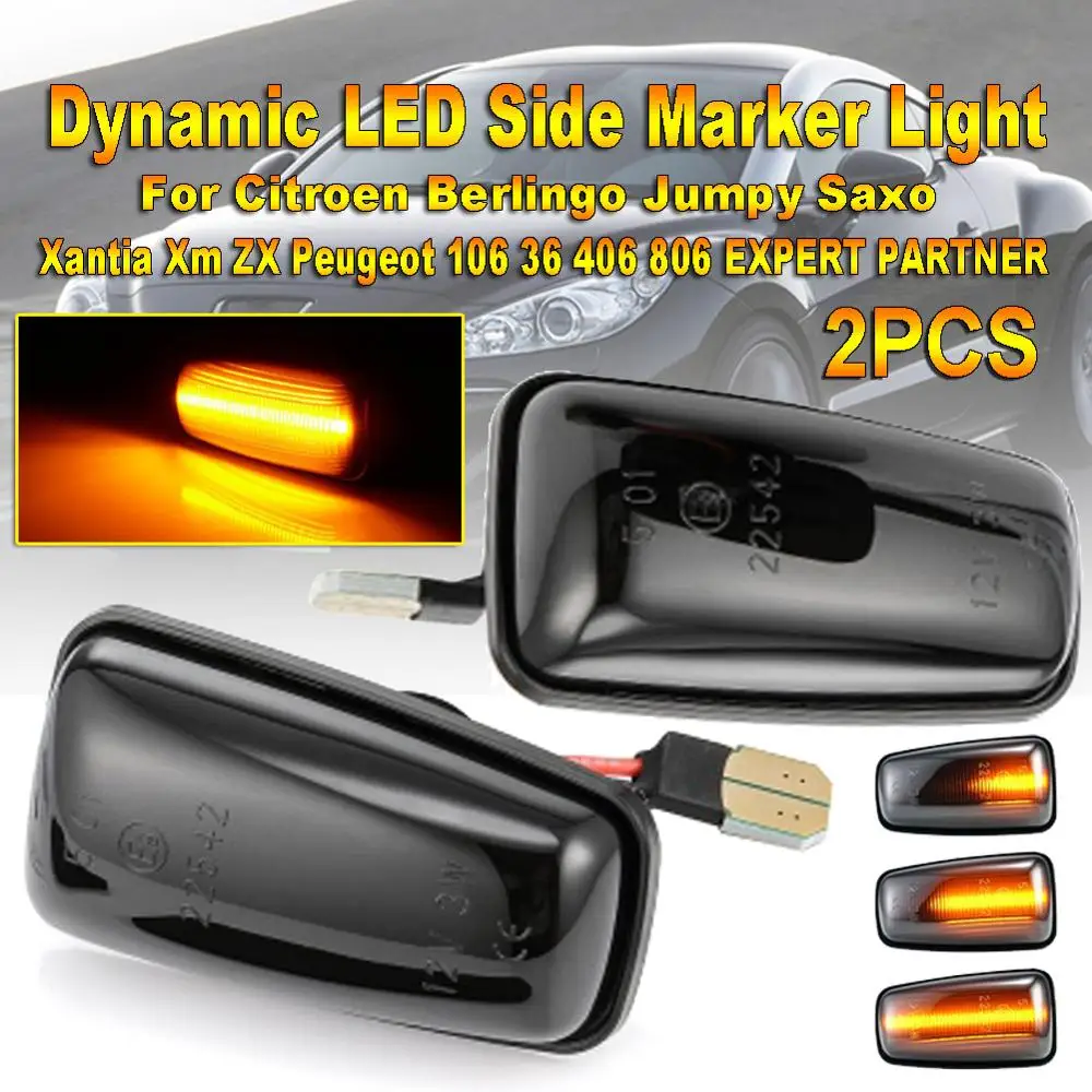 

Dynamic LED Side Marker Light Signal Blinker for Citroen Berlingo Jumpy Saxo Xantia Xm ZX Peugeot 106 36 406 806 EXPERT PARTNER