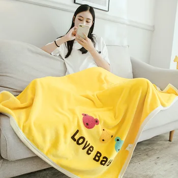 

Cute blankets yellow quilts twin single girls blankets soft Throw Flannel blanket on Bed/car/sofa children cartoon bear rugs
