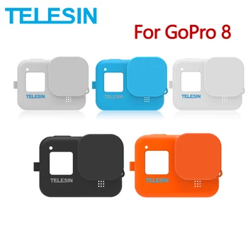 

Telesin silicone body case with adjustable hand strap lens cap protection case for gopro hero 8 hero8 go pro camera accessories