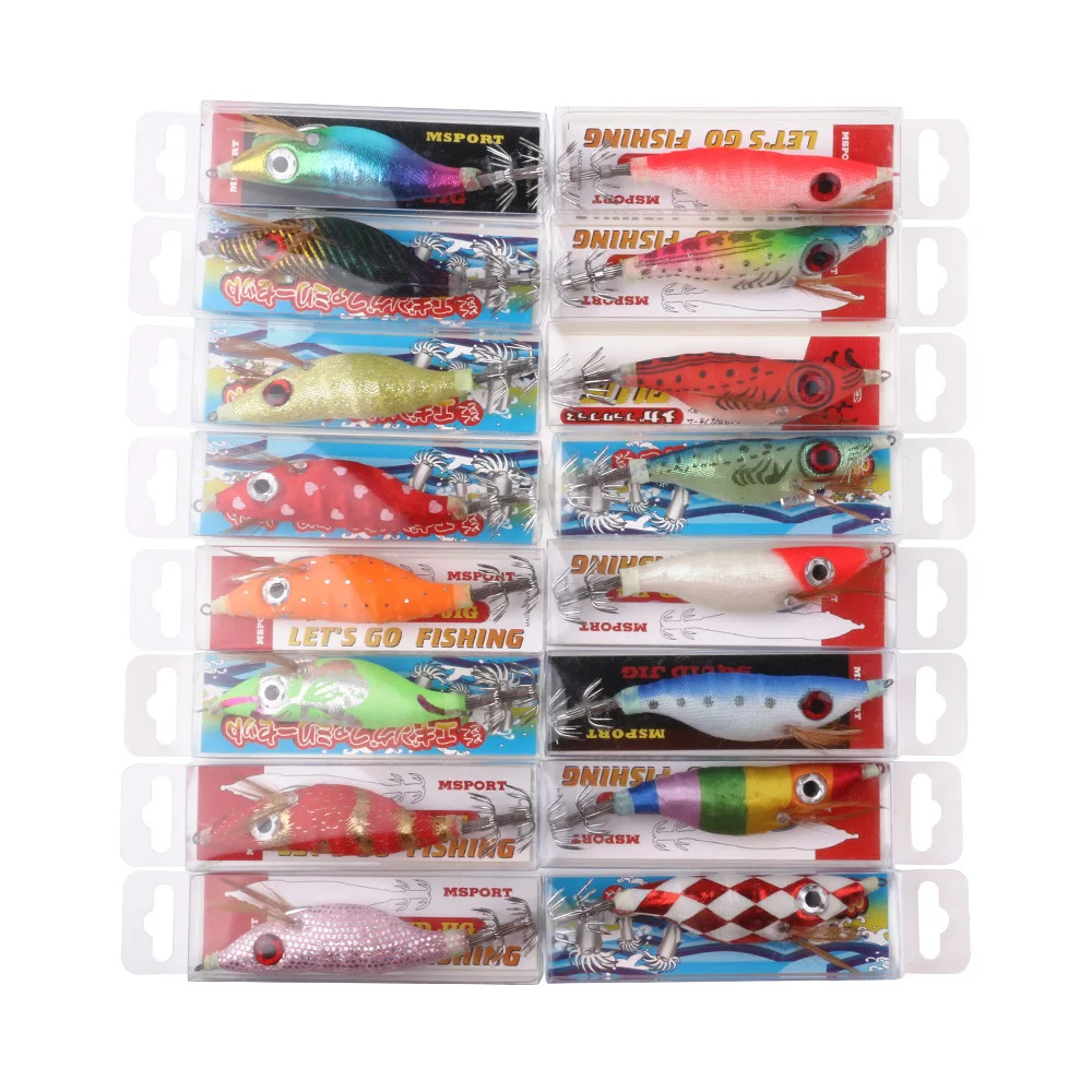 20Pcs Squid Jig 3D Big Eye Shrimp Fishing Lure Squid Cuttlefish Jig Hook 10CM 12G Cuttlefish Lures Octopus Bait
