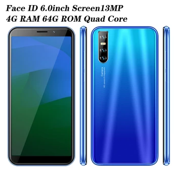 

Face unlocked Note 10 celulars quad core android mobile phones Global 3G 4G RAM 64G ROM 6.0 inch Note10 smartphones 5MP+13MP