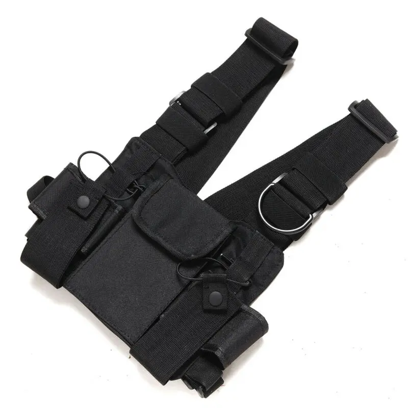 Good Quality Nylon Walkie talkie Backpack Chest Pocket Black Universal Bag Case for Two Way Radio 4