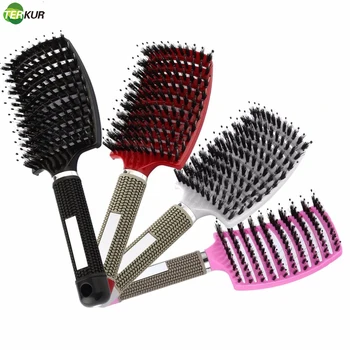

2020 New Hairbrush Hair Scalp Massage Comb Bristle&Nylon Women Wet Curly Detangle Hair Brush for Salon Hairdressing Styling Tool