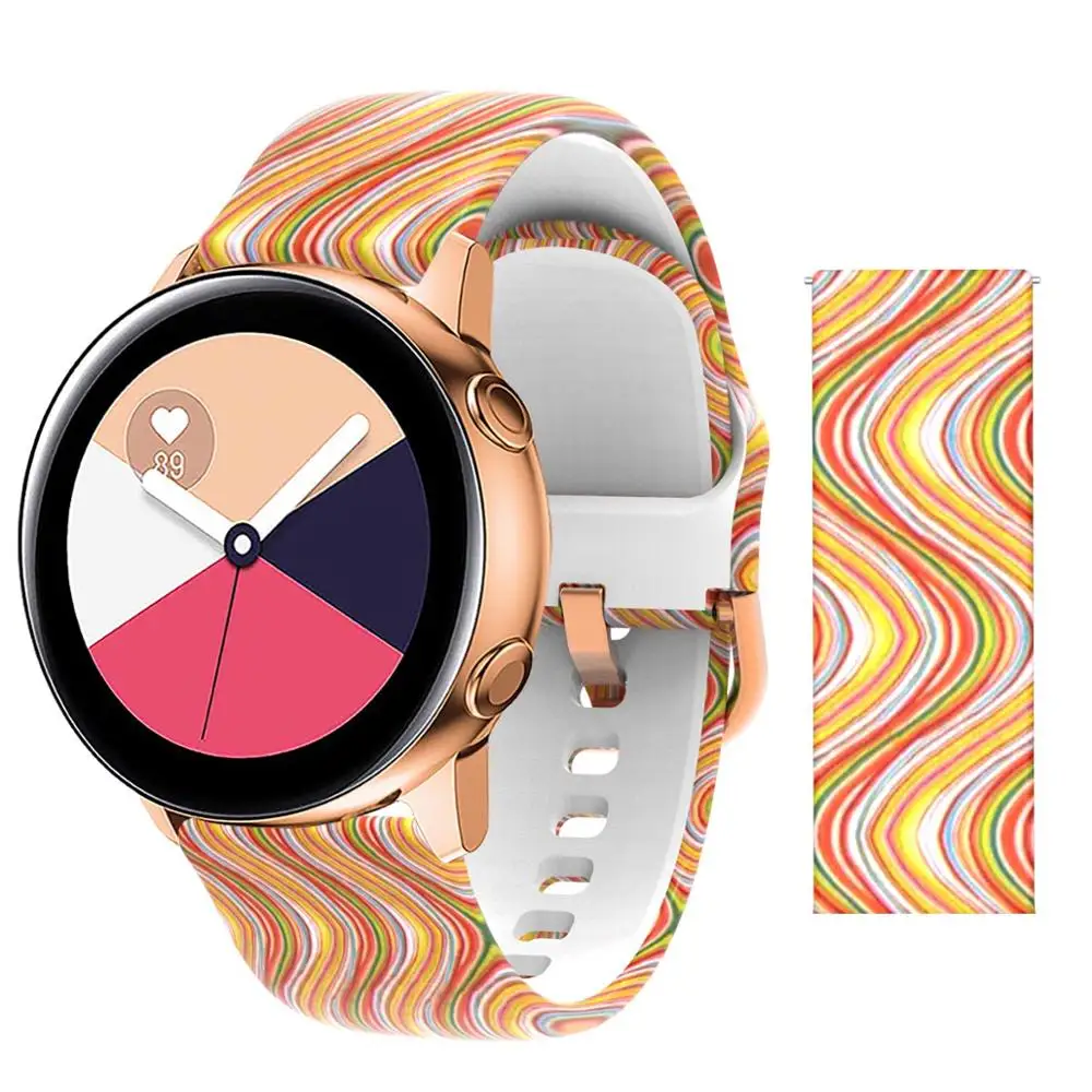 Силиконовый ремешок для часов samsung Galaxy Active Galaxy 42 Band 20 мм s2 Band Amazfit Bip Youth/gear Sport/Garmin vivoactive 3 - Цвет ремешка: Colored wavy lines