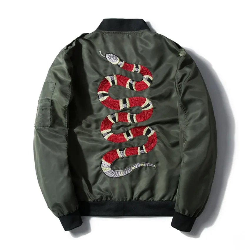 

Spring Autumn Brand Bomber Hot Jacket Men Embroidery Serpentine Casual Patchwork Windbreaker Jacket Men Zipper Coat Clothing