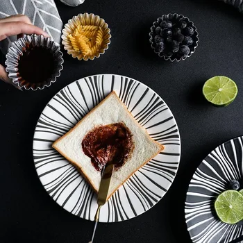 

Black and white geometry tableware ceramic Dinner Plate dish porcelain dessert plate dinnerware