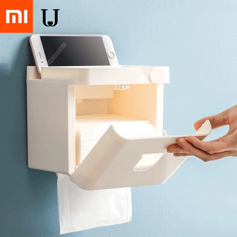 

Xiaomi Mijia Bathroom Tissue Box Toilet Paper Phone Holder Rack Toilet Tray Free Punch Waterproof Paper Roll Tray for Bathroom