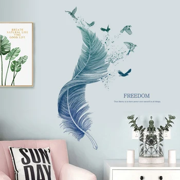 

Creative elegant feather wall stickers self-adhesive home decor living room background porch decoration bedroom self-adhesive