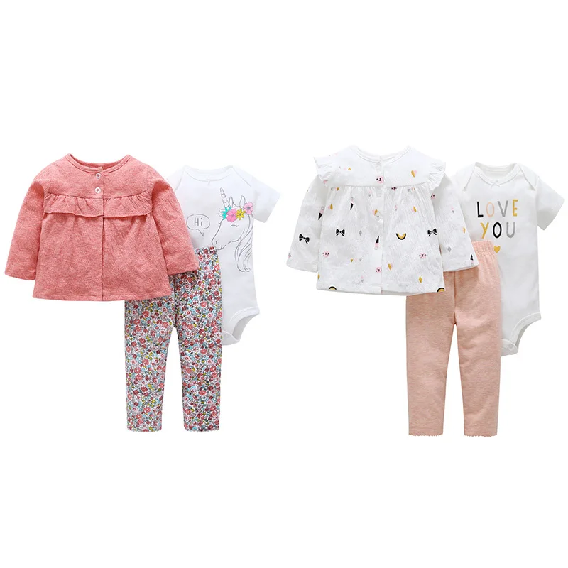 

Childrenswear INS Hot Batch of Infants Romper Trousers Cardigan Three-piece Set Newborns Baby GIRL'S Baby Suit