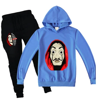 

Funny La Casa De Papel Hoodies Pants Sets Money Heist Hooded Sweatshirt Suits Boys Long Sleeve Tracksuit Long Pant Clothing Set