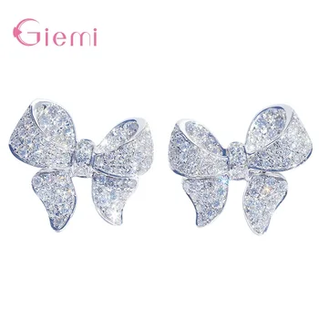 

Luxury & Exquisite Butterfly Earring Studs 925 Sterling Silver Cubic Zirconia Small Stud Earring For Wedding Engagement