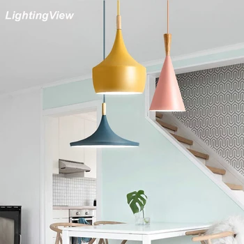 

Lightview Modern Nordic Pendant Light Wood Lampshade LED Hanging Lamp for Dining Room Hotel Bedroom Kitchen Lighting Fixtures