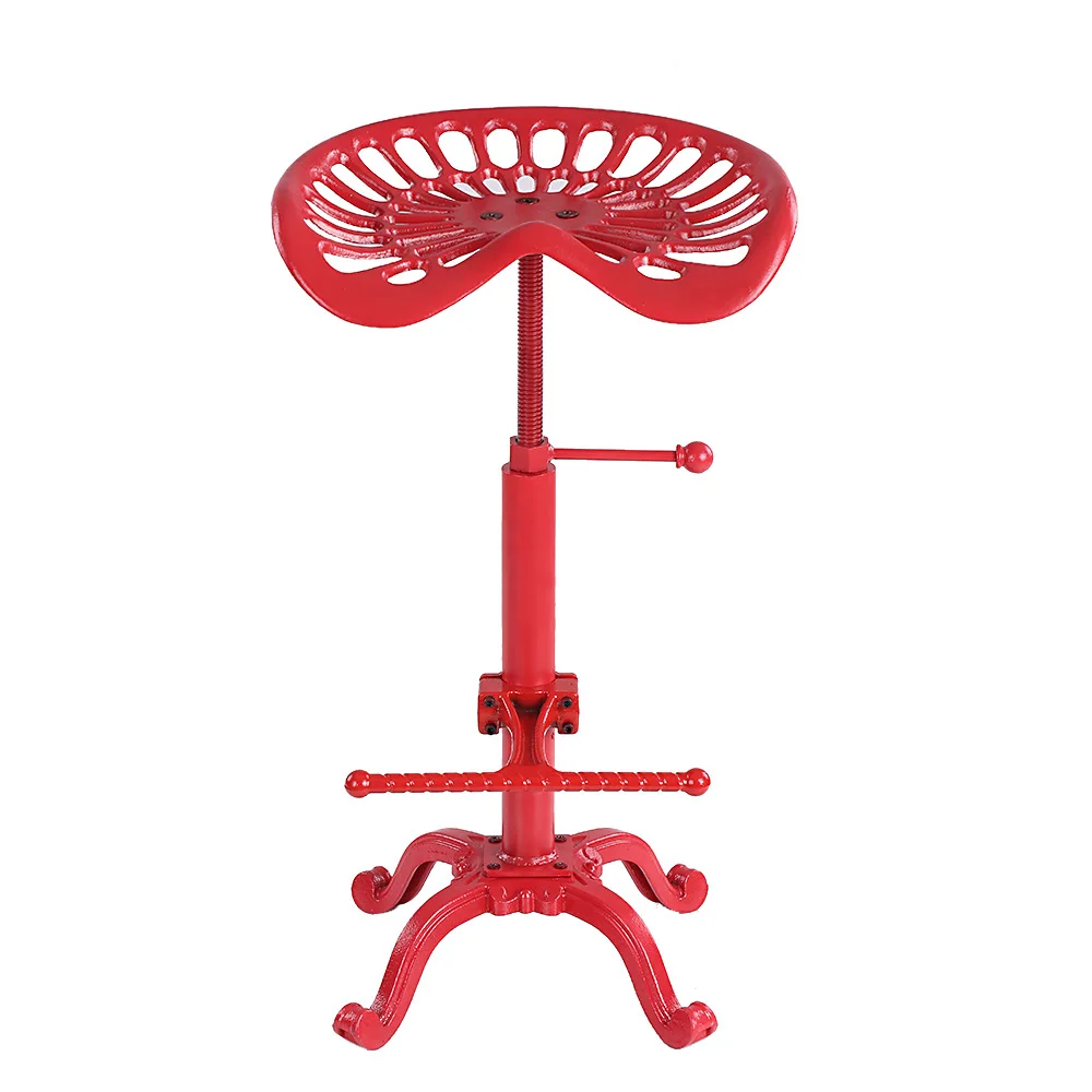Домашний стул для столовой промышленный стиль чугунное тракторное Сиденье Барный стул современный регулируемый по высоте поворотный металлический стул - Цвет: Красный
