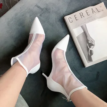 

Boots Women New 2020 Summer Booties Leather Women's Shoes Round Toe Low Heels booties Luxury Designer Genuine Sexy