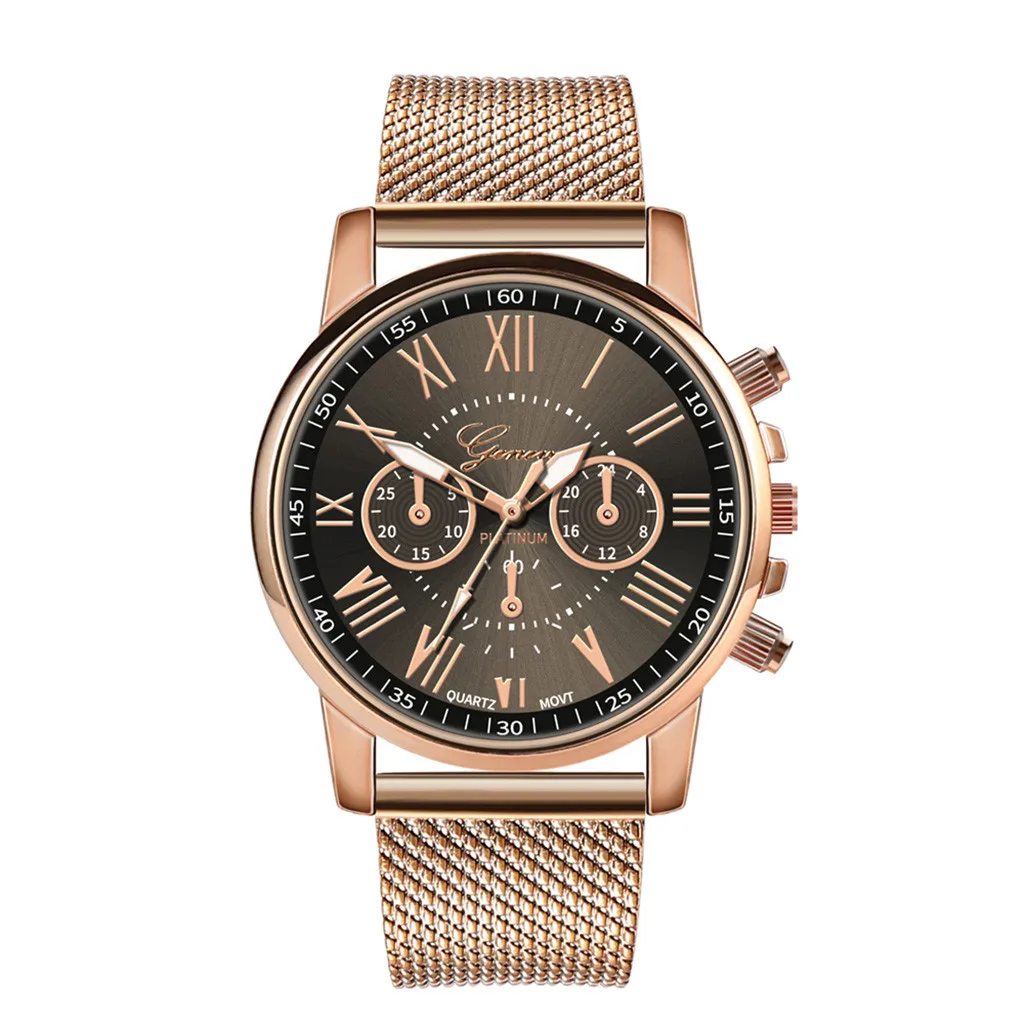 Billede af Luxury Quartz Sport Watch Military Stainless Steel Dial Leather Band Wrist Watch Rose Gold Waterproof Ladies Watch