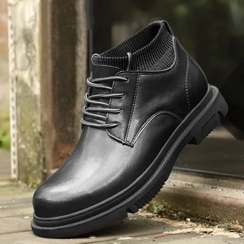

Autumn Winter Men's Boots Mature Style Light Texture Man's Casual Shoes Male Retro Two-tone Boots Fashion Zapatos De Hombre