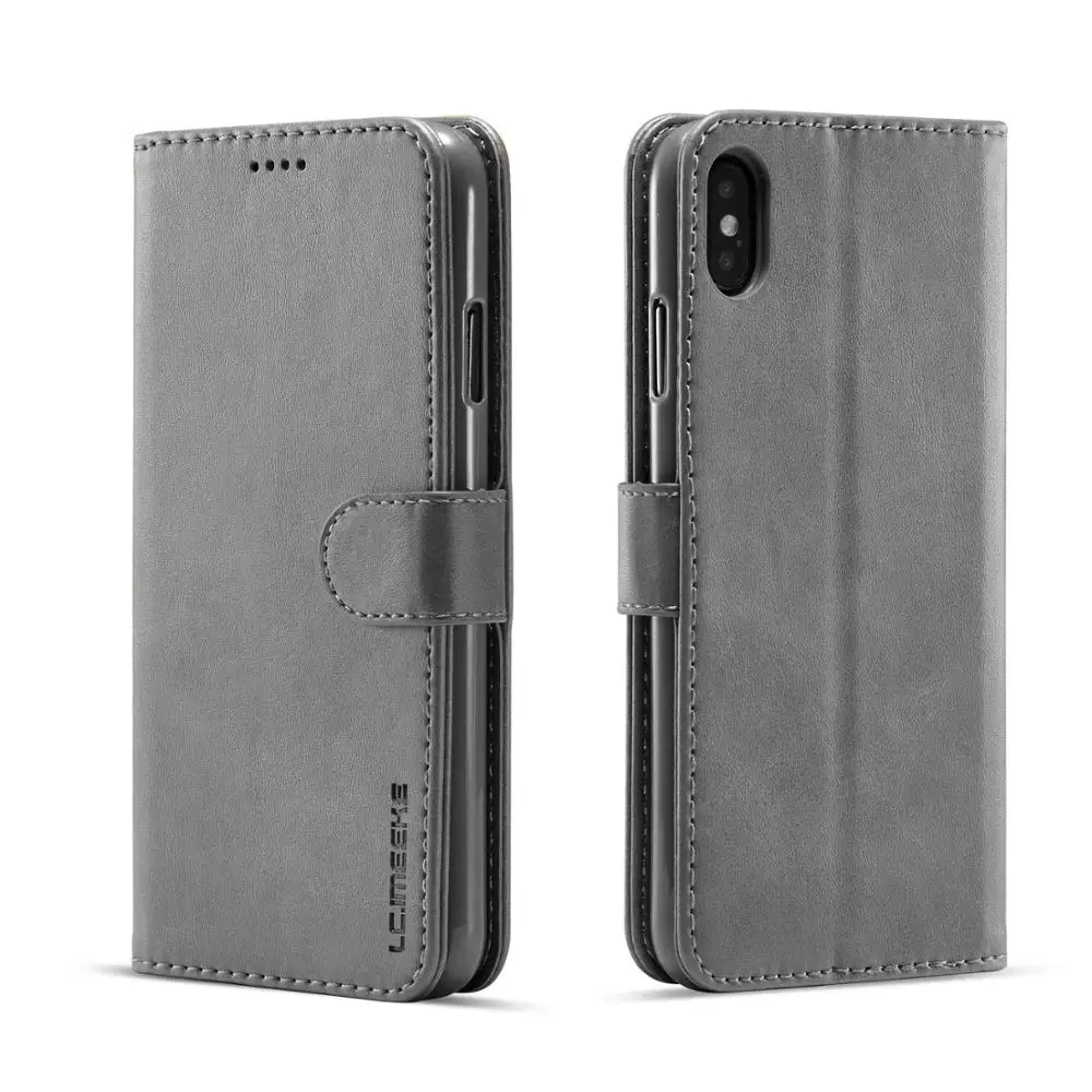 Gray Кожаный чехол для iPhone 11 Pro Max 11 Pro 11 простой Гладкий флип-чехол-бумажник для iPhone XS Max XR XS X 7 8 6 6S Plus - Цвет: Gray